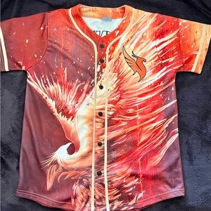 Illenium Mens M Jersey 3 Orange Fire Embroidered Button Down Fallen Embers O1